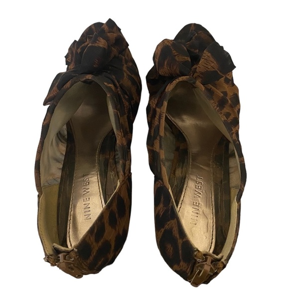 Nine West O-High Street X5 Leopard Ruffle Mesh Back Zip High Heels Stilettos 8 - Picture 5 of 9